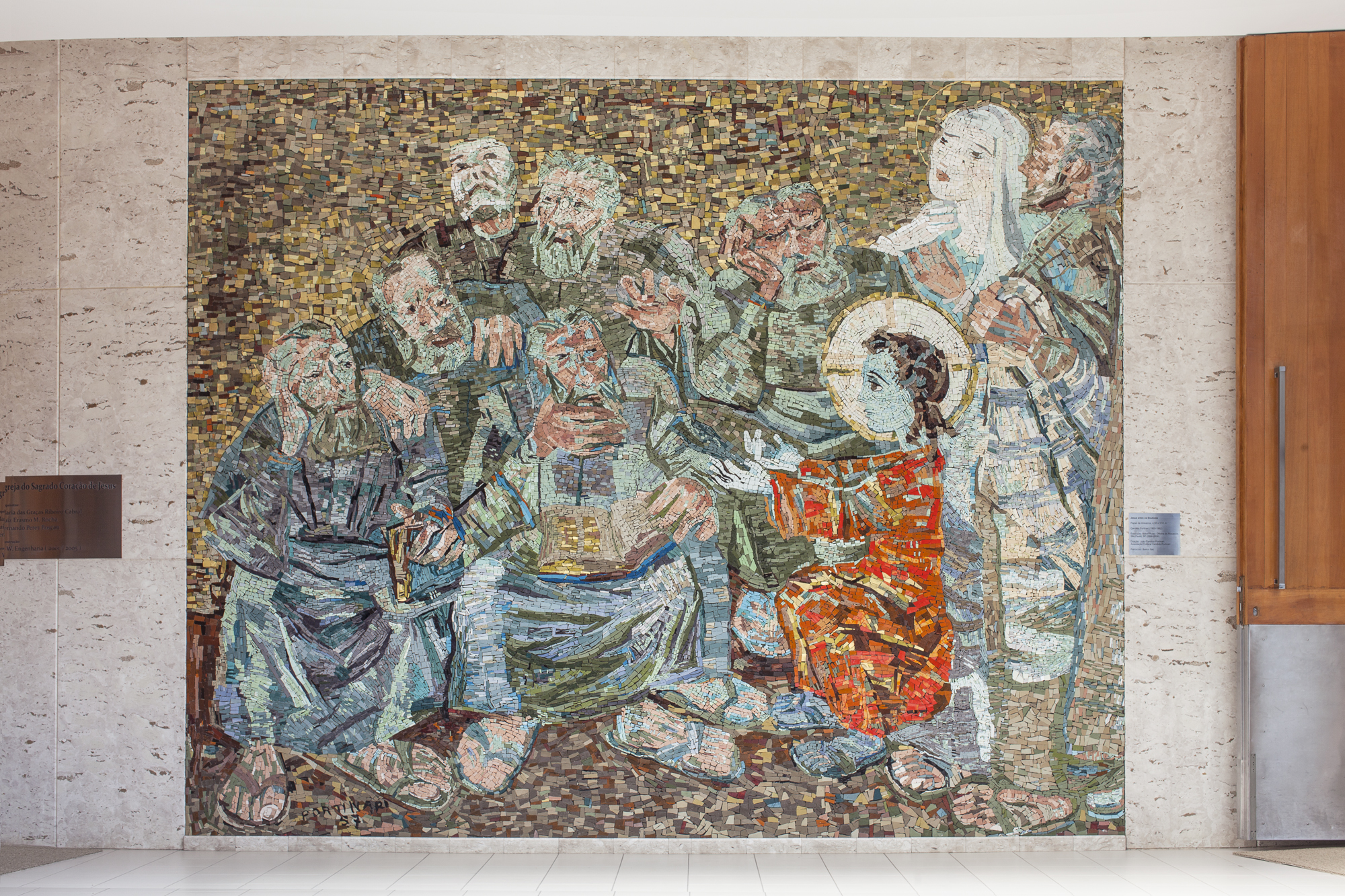 Painel de mosaicos da obra Jesus entre os Doutores de Candido Portinari